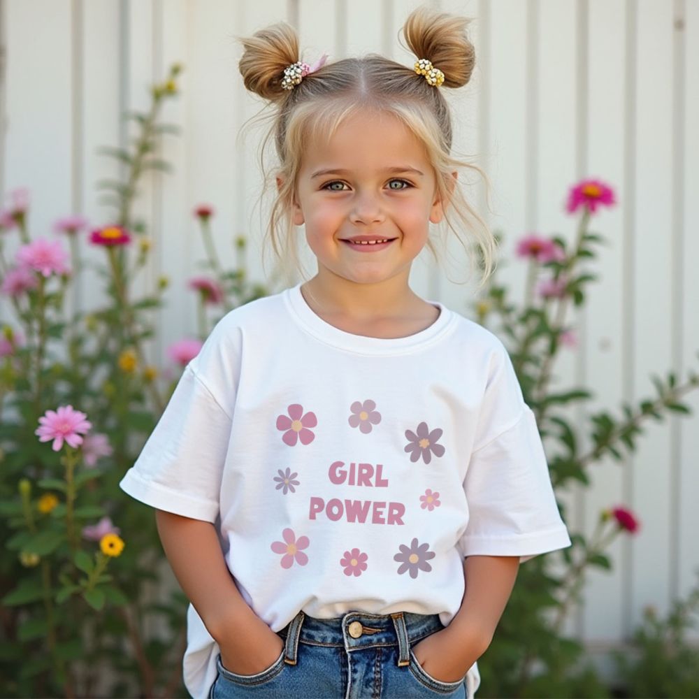 T-shirt personnalisé Enfant avec fleurs et texte