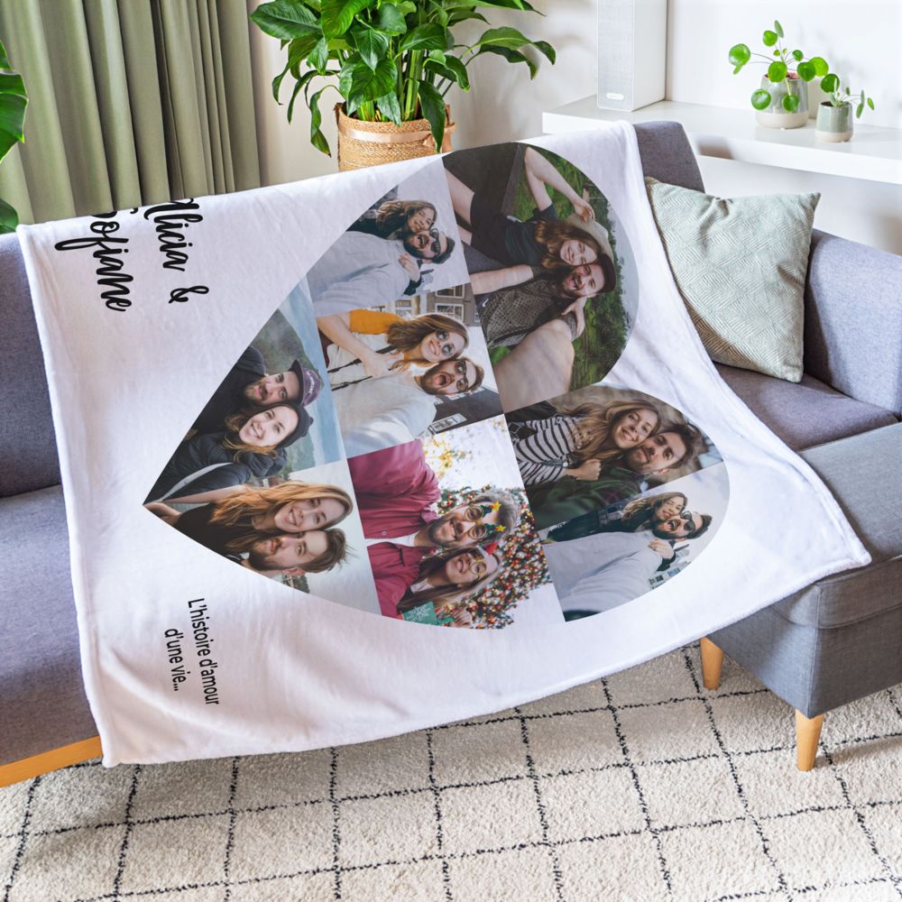 Couverture personnalisée avec cœur et texte