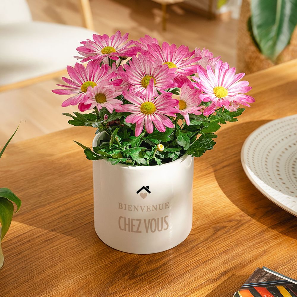 Pot de fleurs personnalisé avec texte et symbole