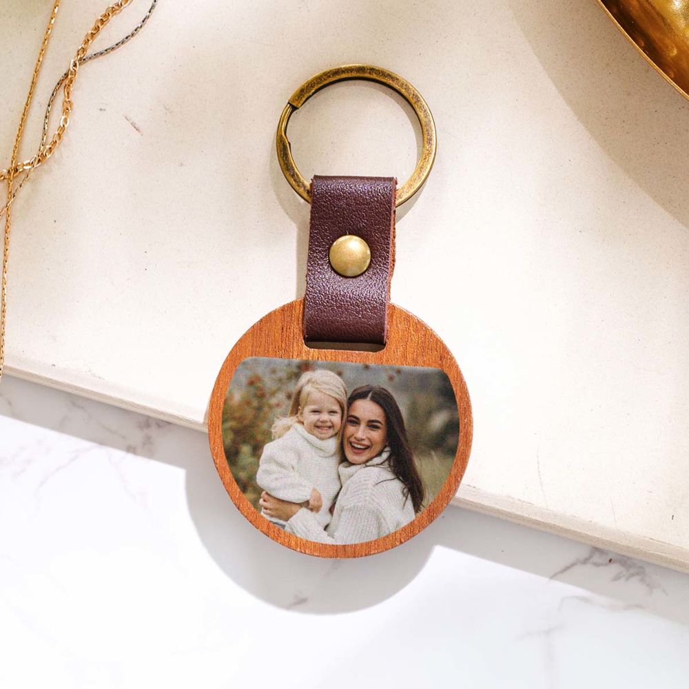 Porte-clés personnalisé en bois avec photo