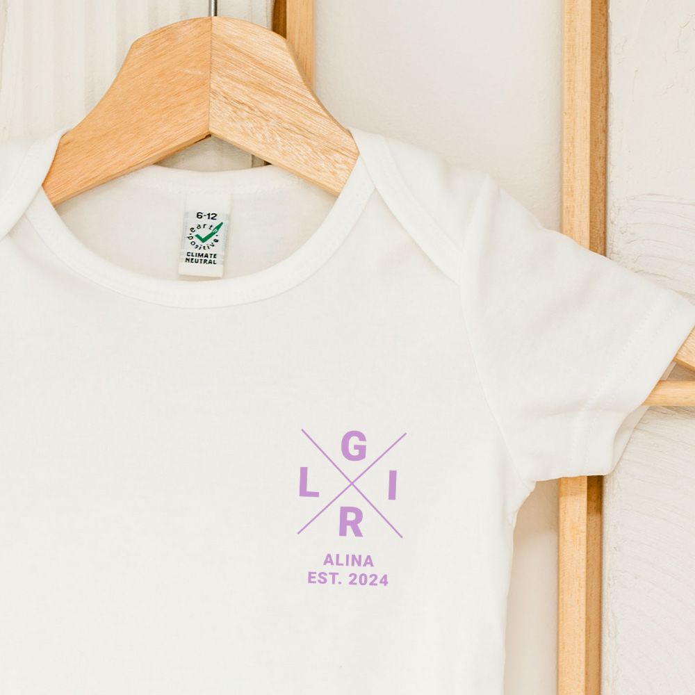 Body bébé personnalisé avec nom et année de naissance