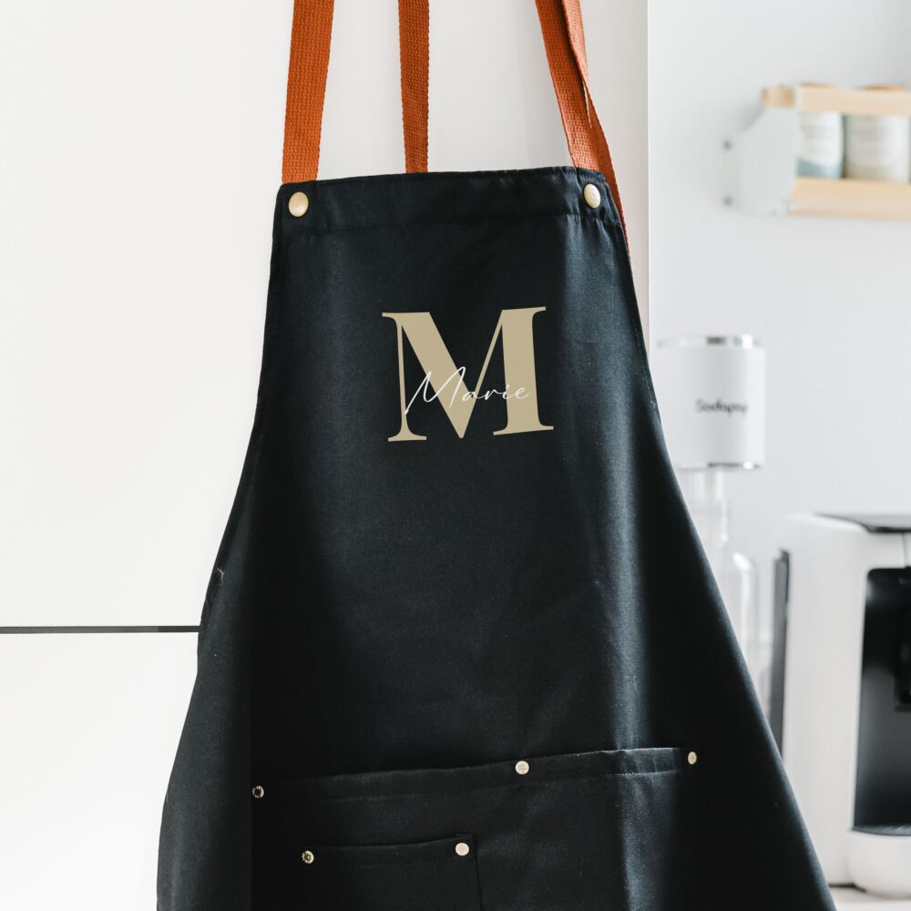 Tablier de cuisine personnalisé avec monogramme