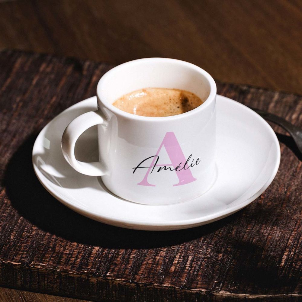 Tasse à café personnalisée 2 pièces avec monogramme