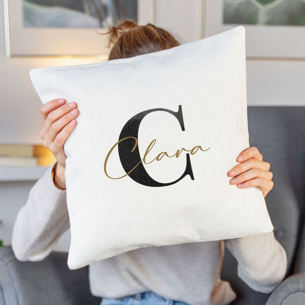 Personalisierbarer Kissenbezug mit Monogramm