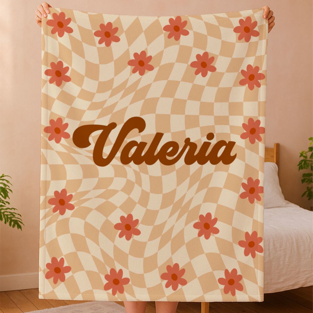 Couverture personnalisée avec motif rétro et prénom