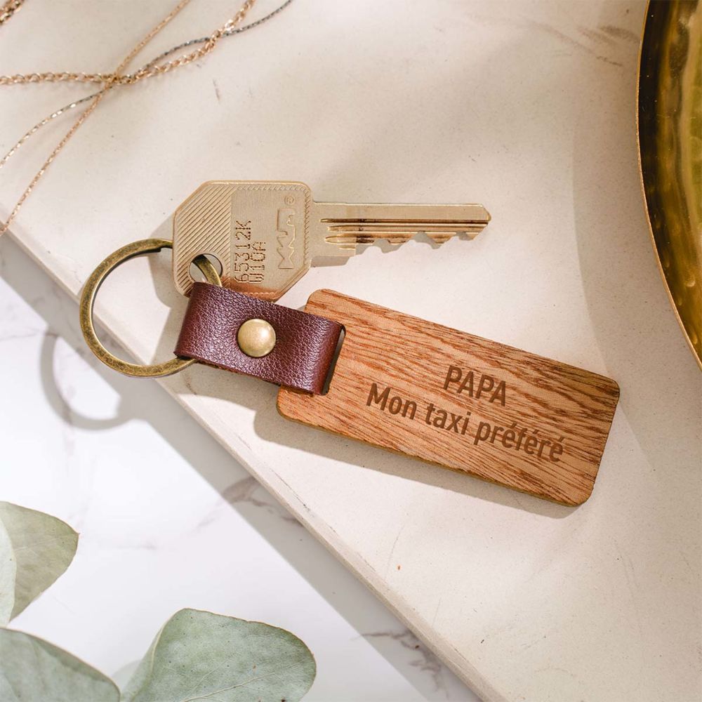 Porte-clés personnalisé en bois avec texte