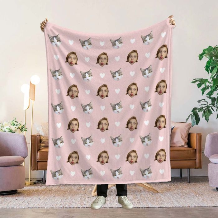 Couverture personnalisée avec animal de compagnie et visage