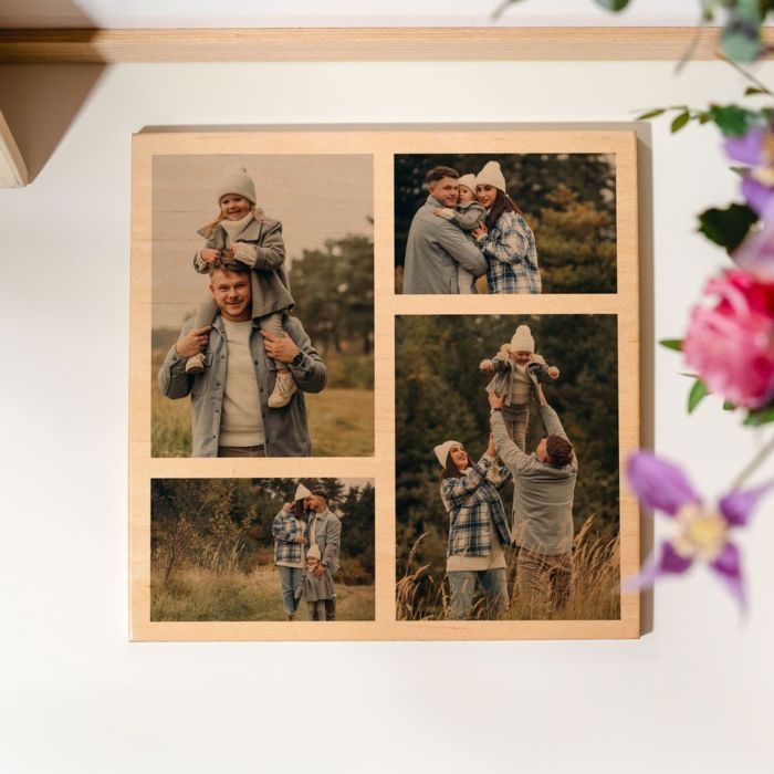 Photo sur bois personnalisée avec 4 photos