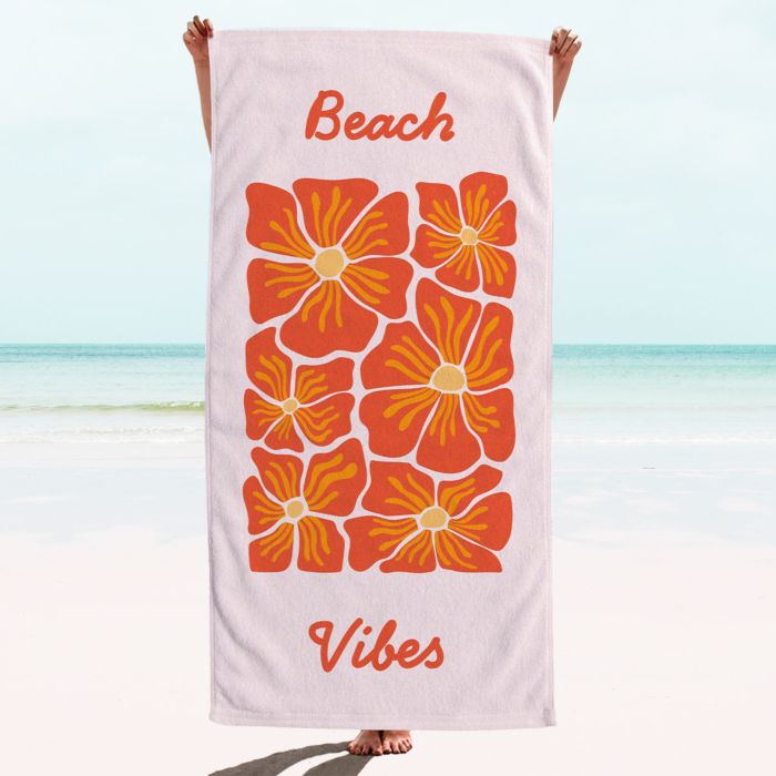 Serviette personnalisée rétro avec fleurs et texte